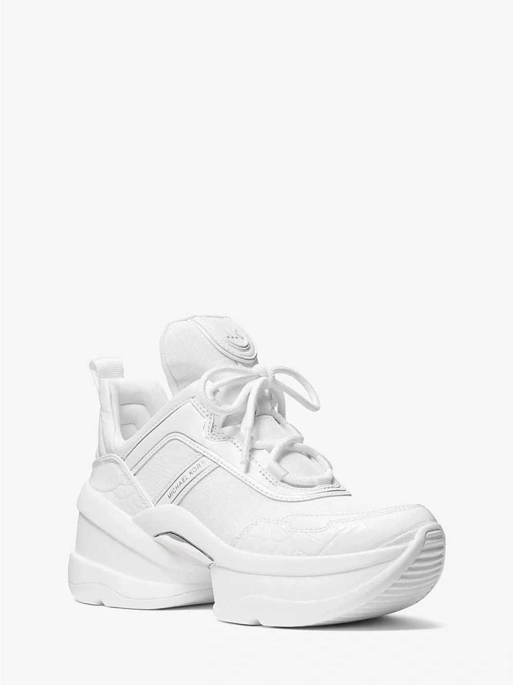 Michael Kors Olympia Mixed-Media Trainer Women’s Sneakers size 9.5 -white